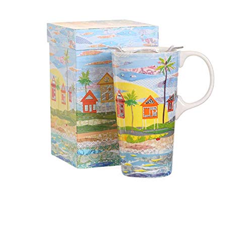 Taza taza de cerámica de gran capacidad con tapa caja de regalo de taza de agua de oficina de estilo nórdico simple para el hogar