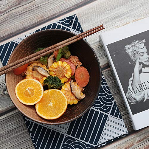 Tazón De Ramen Japonés De Cerámica,Tazones De Sopa Creativos Con Palillos, Cuenco Grande De Fideos Vintage 900ml, Ramenbowls De Personalidad Para Cereales, Pasta, Fideos, Aperitivo, Etc. (marrón)