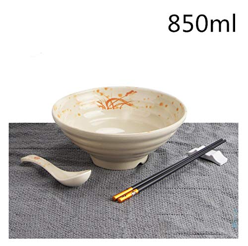 Tazón de Sopa de Ramen Japonés Cubiertos de Plástico Duro de Melamina Con Cuchara a Juego y Palillos Para Fideos Udon Fideos Soba Fideos Asiáticos