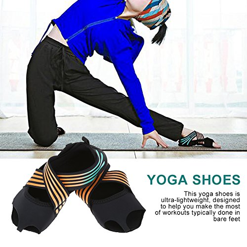 Tbest Calcetines de yoga antideslizantes para mujeres, calcetines de yoga pilates Calcetines de agarre de yoga con puños antideslizantes Zapatos de entrenamiento de baile con dedos para ball