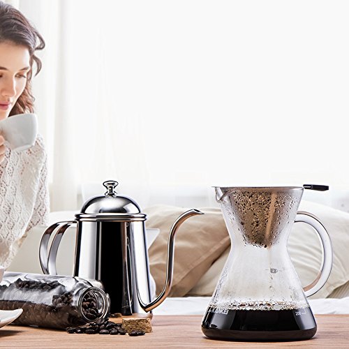 Té, café Olla, 650 ml de acero inoxidable de cuello de cisne cisne Pour-Over café Tetera Hervidor Base Anti-Rust Diseño salamandra- Soporte para restaurantes chinos