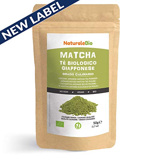 Té Verde Matcha Orgánico Japonés En Polvo [ Grado Culinario ] 50 gr. Matcha Biológico para Cocinar. Matcha Ecológico Cultivado En Japón, Uji, Kyoto. Ideal Para hornear, En a Cocina Y Con Latte