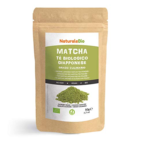 Té Verde Matcha Orgánico Japonés En Polvo [ Grado Culinario ] 50 gr. Matcha Biológico para Cocinar. Matcha Ecológico Cultivado En Japón, Uji, Kyoto. Ideal Para hornear, En a Cocina Y Con Latte