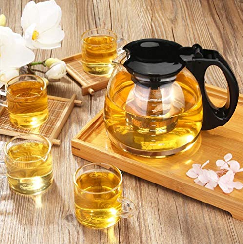 Tebery - Prensa para hacer té con tetera de cristal, infusor incorporado y filtro extraíble - 1100 ml