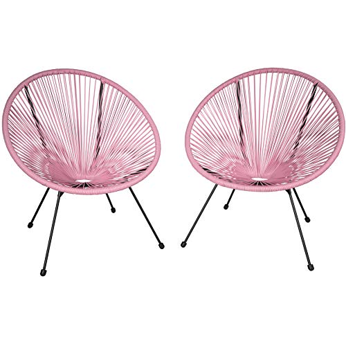 TecTake 800729 - Set 2X Sillas Acapulco, Sillones de Relax, Estilo Retro, Estructura de Acero, Ideal Patio Jardín Exterior Interior (Rosa | No. 403304)