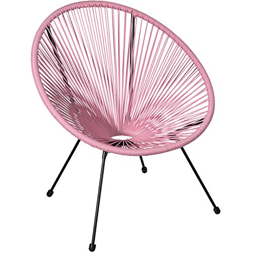 TecTake 800729 - Set 2X Sillas Acapulco, Sillones de Relax, Estilo Retro, Estructura de Acero, Ideal Patio Jardín Exterior Interior (Rosa | No. 403304)