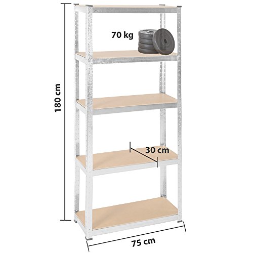 TecTake Estantería metálica garaje unidad de almacenamiento - varias tamaños - (180x75x30 cm | No. 401460)