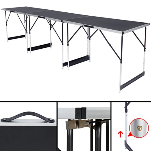 TecTake Mesa de trabajo set de 3 banco plegables multifunción aluminio 300 x 60 cm Mesa de camping terraza jardín