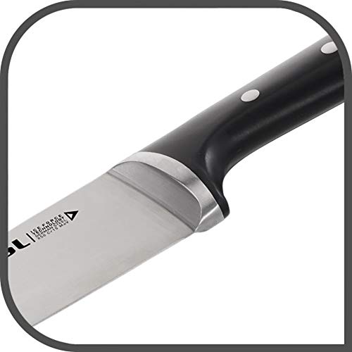 Tefal Ice Force - Bloque de madera con 5 ranuras + 5 cuchillos, cuchillo para pan de 20 cm, cuchillo Chef 20 cm, cuchillo Santoku 18 cm, cuchillo de oficio de 11 cm, cuchillo de cortar 9 cm K232S574