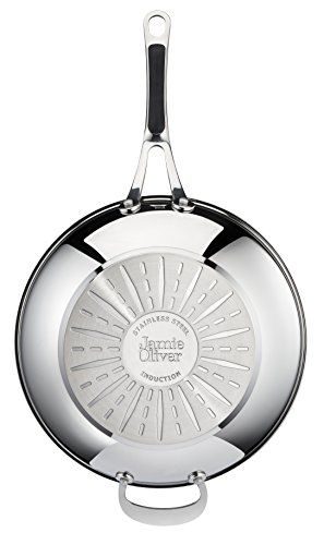 Tefal Jamie Oliver Premium INOX Induction Wave Wokpfanne Ø 30 cm sartén Wok inducción edición 30cm, Metal, Acero Inoxidable