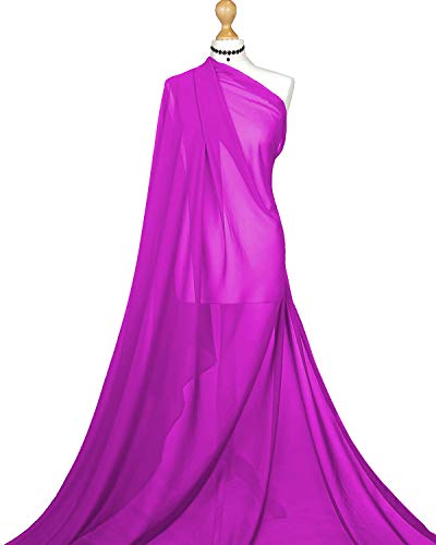 Tela King Online Premium crepé gasa teñida lisa poliéster suave tela transparente 44/45 pulgadas | 112 cm de ancho | decoración, artesanía y vestido de novia | se vende por metro (magenta, 1 metro)