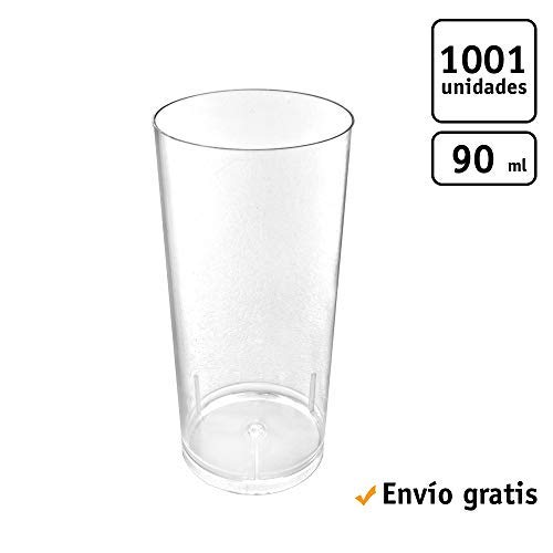 TELEVASO 1001 uds - Vaso Catavinos 90 ml - Plástico cristalino (PS) - Color Transparente - Ideal para Vino, degustaciones, Cava