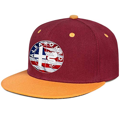 Tengyuntong Hermosas Mujeres Gorra de béisbol para Hombre Retro Adulto Alfa-Romeo-Coche Deportivo-Bandera Americana-Gorra de camión Ajustable Gorra de béisbol