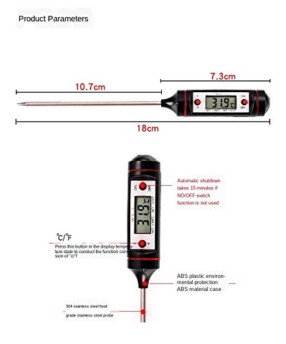 Termómetro De Cocina, Termómetro Para Carne, Termómetro Digital Multifunción Con Función De Lectura Instantánea, Sonda Larga, Pantalla LCD Retroiluminada, Ideal Para Alimentos/Barbacoa/Leche/Dul