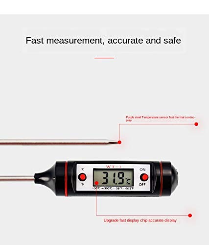 Termómetro De Cocina, Termómetro Para Carne, Termómetro Digital Multifunción Con Función De Lectura Instantánea, Sonda Larga, Pantalla LCD Retroiluminada, Ideal Para Alimentos/Barbacoa/Leche/Dul
