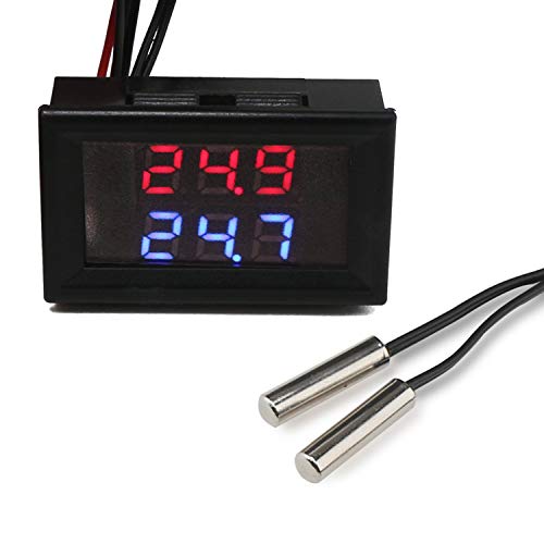 Termómetro Digital,de doble pantalla,2 piezas Sensor de temperatura NTC,DC 4-28V,Display LED medidor de temperatura Medidor,para coche,refrigerador,congelador