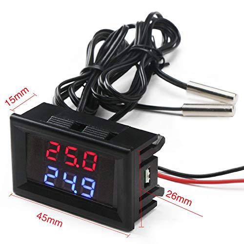 Termómetro Digital,de doble pantalla,2 piezas Sensor de temperatura NTC,DC 4-28V,Display LED medidor de temperatura Medidor,para coche,refrigerador,congelador