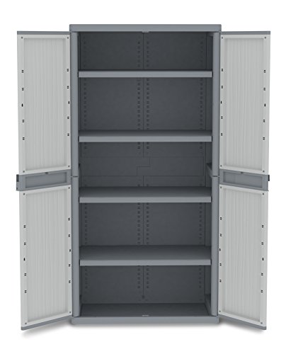 Terry Wave Jumbo 2900 Armario 2 Puertas Especialmente Espacioso con 4 internos. Capacidad máxima del Estante: 25 kg distribuidos de Forma Uniforme, Gris, 89,7x53,7x180 cm