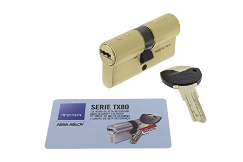 Tesa Assa Abloy TX853030L Cilindro Seguridad, Latonado, 30 x 30 mm