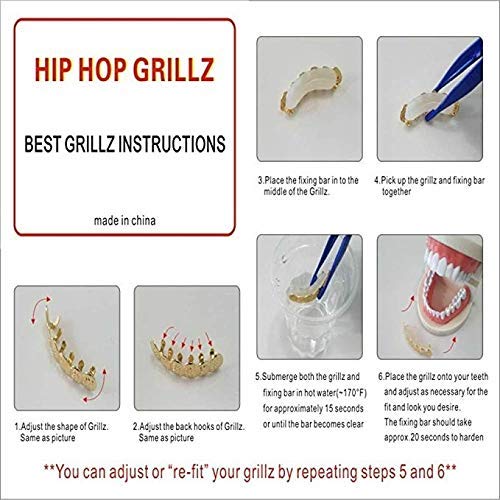 THj Cubierta de Diente de póker chapada en Oro Grill Chapado en Oro Deluxe Rhinestone Hip Hop Grillz Cubierta Superior e Inferior Street Dance Set