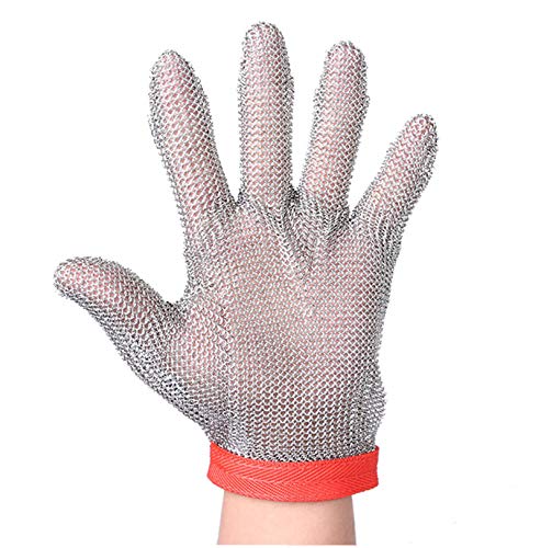 ThreeH Guantes resistentes al corte Acero Inoxidable 304L Malla de alambre para cortar Rebanar El cortar Procesamiento de carne GL08 S(1 pieza)