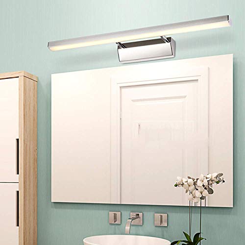 TIAN PAN-7W/40cm LED luz de baño espejo frontal,lámpara de espejo de acero inoxidable,Lámpara de gabinete de espejo,Aplique de pared interior,AC85-265V,luz blanca[Clase energética A++](Color: plata)