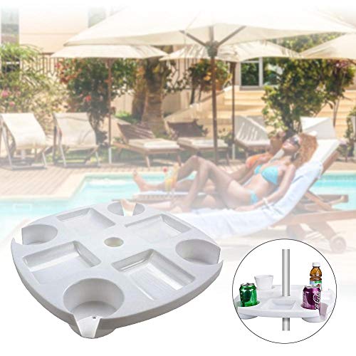 tidystore Bandeja De Mesa con Sombrilla De Playa con Portavasos Compartimientos para Refrigerios para Piscina En El Jardín