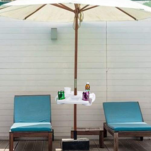 tidystore Bandeja De Mesa con Sombrilla De Playa con Portavasos Compartimientos para Refrigerios para Piscina En El Jardín