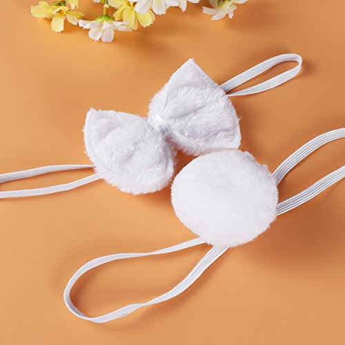 Tinksky Bunny Cosplay Set accesorio de disfraz de conejo Cute Ears diadema cola pajarita para disfraz de fiesta Cosplay, paquete de 3 (blanco)