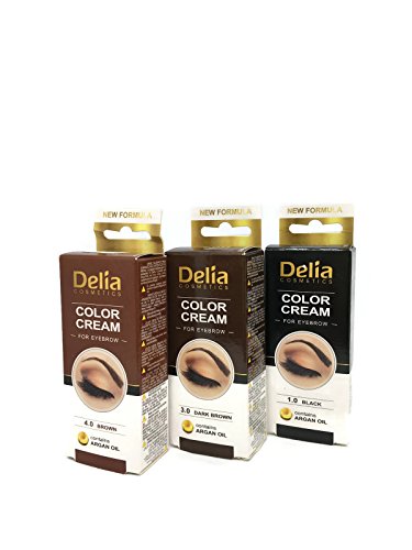 Tinte profesionales para cejas y pestañas profesionales, 15ml KIT Delia Negro/Marrón/Marrón Oscuro (Marron Oscuro)