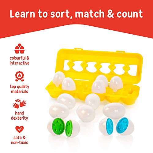 Tippi Color Matching Egg Set - Juguetes para niños pequeños - Educational Color & Number Recognition Habilidades de Aprendizaje de Juguetes