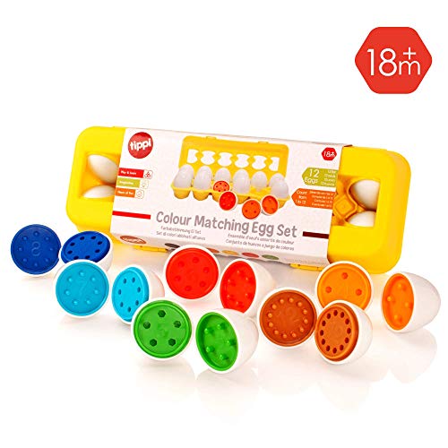 Tippi Color Matching Egg Set - Juguetes para niños pequeños - Educational Color & Number Recognition Habilidades de Aprendizaje de Juguetes