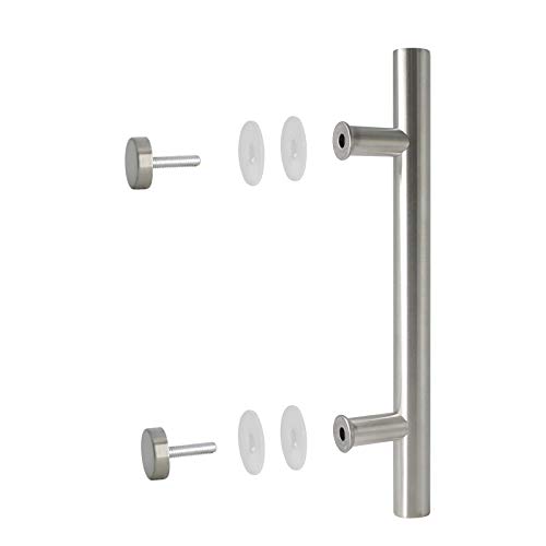 Tirador para puerta de granero de acero inoxidable 304 resistente con asas de color negro y orificios grandes de 185 mm para puerta de madera