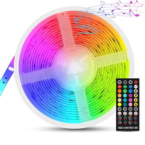 Tiras LED Música, Fansteck Tira LED RGB 5050, Luces Led Multicolor 5M con 150 Leds 12V, LED Strip con 40 Botones Control Remoto, Impermeable IP65, Luces Decorativas para Habitación, Bar, Cocina etc.