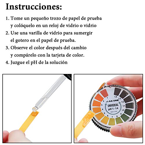 Tiras ph Papel de pH Agua ácida Indicador de Alimentos Tiras de Papel Reactivo de pH Universales Rollo de Tiras de Prueba de pH, Rango Completo de Medición de pH de 0-14, 1 Rollos