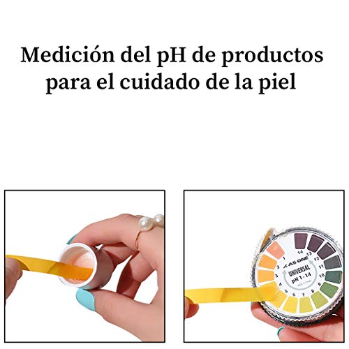 Tiras ph Papel de pH Agua ácida Indicador de Alimentos Tiras de Papel Reactivo de pH Universales Rollo de Tiras de Prueba de pH, Rango Completo de Medición de pH de 0-14, 1 Rollos