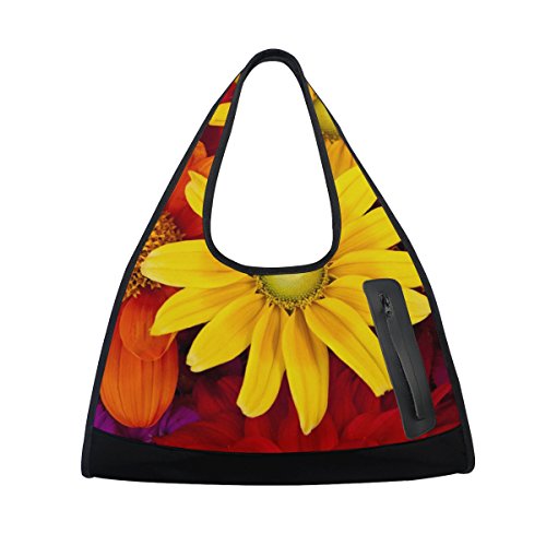 TIZORAX Gerbera Otoño Flor Colorido Floral Viaje Duffel Bolsa Deportiva Gimnasio Bolso Bandolera