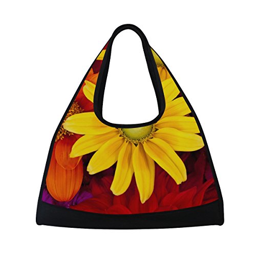 TIZORAX Gerbera Otoño Flor Colorido Floral Viaje Duffel Bolsa Deportiva Gimnasio Bolso Bandolera