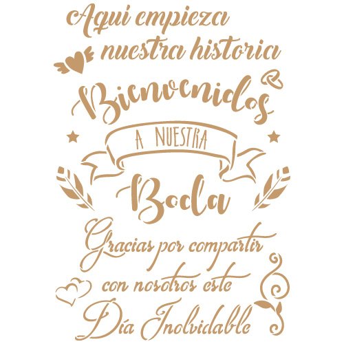 TODO STENCIL Deco Fiesta 038 Cartel Boda, Medidas: Stencil 20 x 30 cm - Diseño 19 x 27 cm