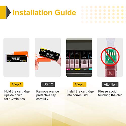 TohiTata PGI-580XXL CLI-581XXL Cartuchos de Tinta para Canon 580 581 Compatible con Canon Pixma TS6251 TR8550 TS6351 TS705 TS9551 TS6150 TS8151 TS6350 TS6250 TS9150 TR7550 TS9550 TS8251 TS6151