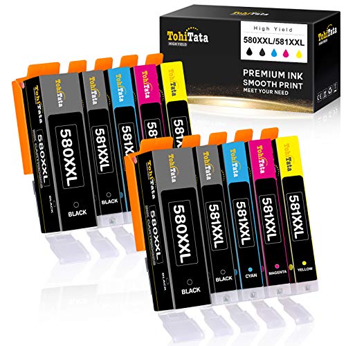 TohiTata PGI-580XXL CLI-581XXL Cartuchos de Tinta para Canon 580 581 Compatible con Canon Pixma TS6251 TR8550 TS6351 TS705 TS9551 TS6150 TS8151 TS6350 TS6250 TS9150 TR7550 TS9550 TS8251 TS6151