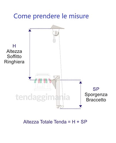 Toldo de sol a caída completo con volante y brazos ajustables, tejido o PVC parecerá temporal, disponible en cualquier medida y color.