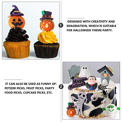 Tomaibaby 6Pcs Halloween Cupcake Toppers Arcilla Pastel Decoración Halloween Cupcake Picks Favor de Fiesta de Halloween