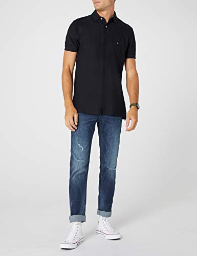 Tommy Hilfiger Core Hilfiger Regular Polo, Negro (Flag Black 060), Large para Hombre