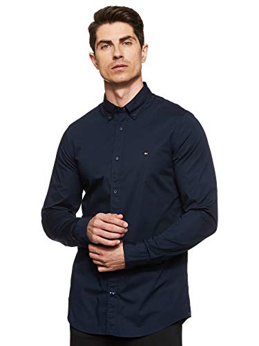 Tommy Hilfiger Core Stretch Slim Poplin Shirt Camisa, Azul (Sky Captain 403), XX-Large para Hombre