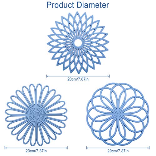 Tompig Juego de 3 Salvamanteles de Silicona para Cazuelas, Aptos para Lavavajillas, Resistentes al Calor, Antideslizantes, Multifuncionales, Posavasos de Silicona
