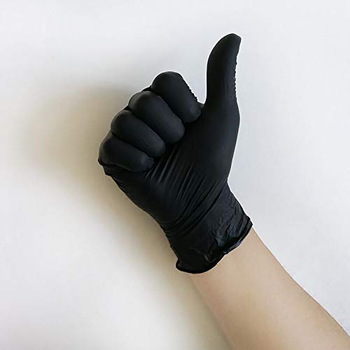 TOMYEER - Guantes desechables de plástico de polietileno para uso alimentario, desechables, para manipular alimentos, guantes de trabajo desechables, de polietileno, color negro, talla S, 100 unidades