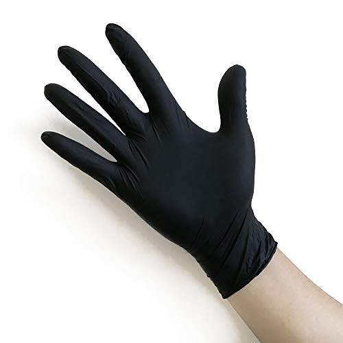 TOMYEER - Guantes desechables de plástico de polietileno para uso alimentario, desechables, para manipular alimentos, guantes de trabajo desechables, de polietileno, color negro, talla S, 100 unidades