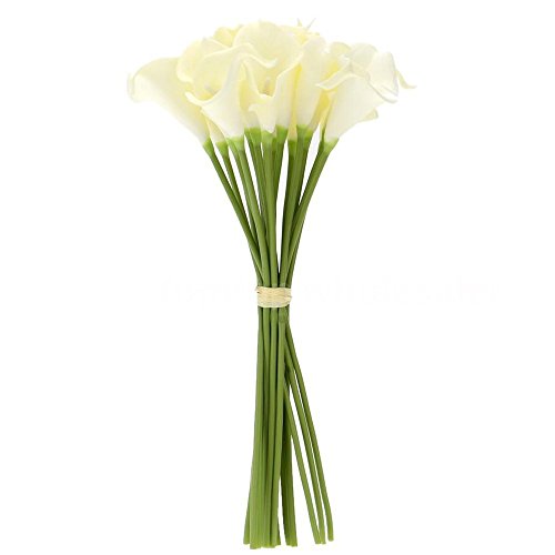 TOOGOO 18X Color de Decoración para El Hogar Real de Flores de Lirio Blanco de Cala única Artificial Color: Cremoso