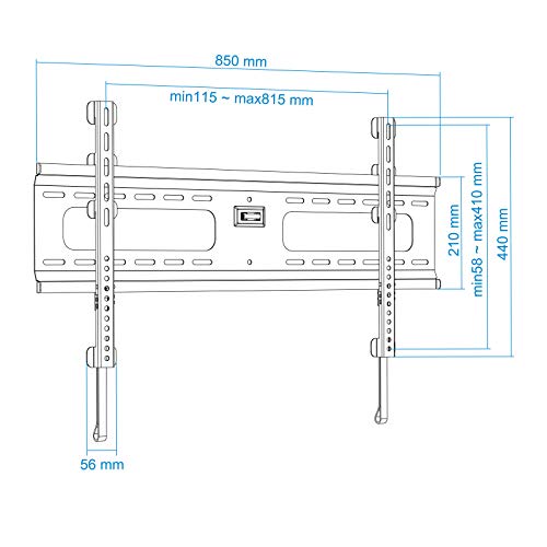 TooQ LP4063F-B - Soporte fijo de pared para monitor/TV/LED de 37" a 63", hasta 75kg de peso, distancia a la pared 19mm, incluye nivel de burbuja, formato VESA hasta 800x400, color negro